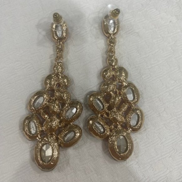 Red Gem and Rhinestone Earrings - Picture 3 of 5